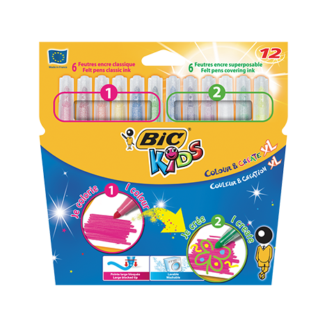 Pisaki Bic Kids Colour & Create XL, 12 kolorów - 2